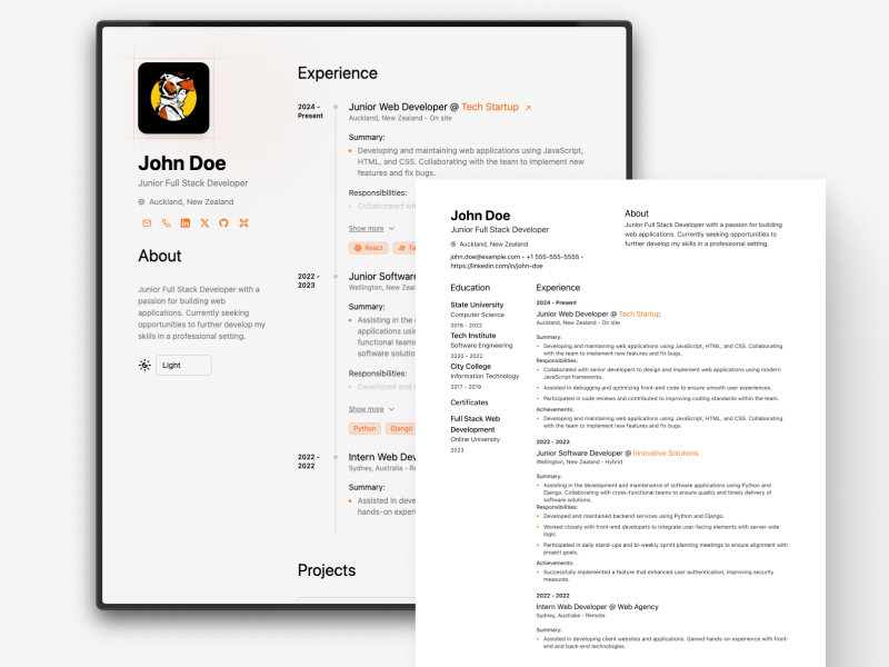 Preview of Personal Website
