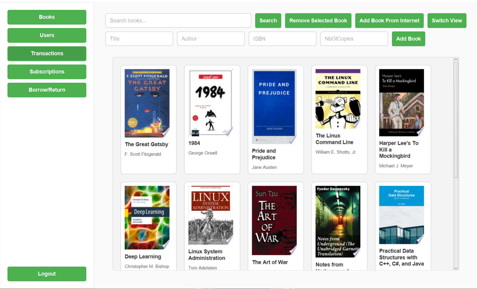 Preview of Library Management System